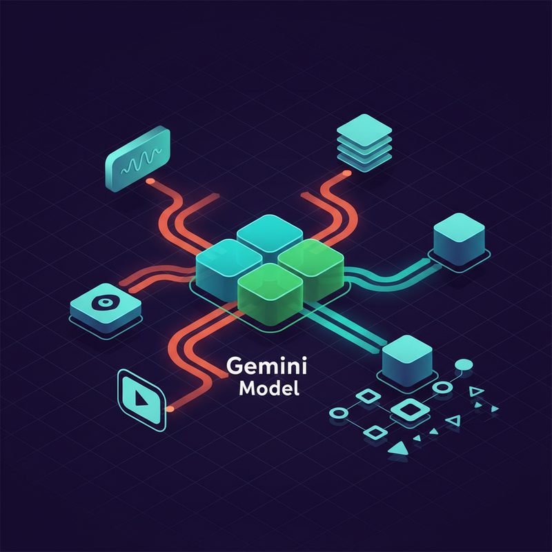 Google Gemini API overview architecture diagram showing multimodal inputs (text, image, audio, video) flowing into Gemini model and returning responses