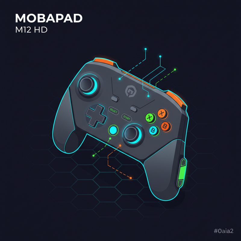 MOBAPAD M12 HD 컨트롤러의 전반적인 디자인과 버튼 구성
