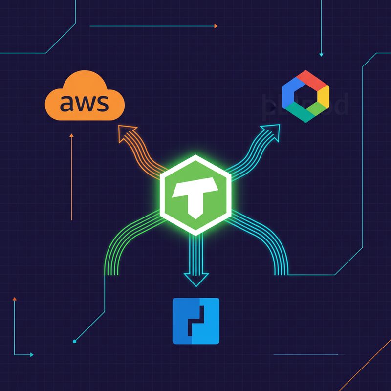 Terraform 멀티 클라우드 아키텍처 다이어그램 — AWS, GCP, Azure 동시 관리