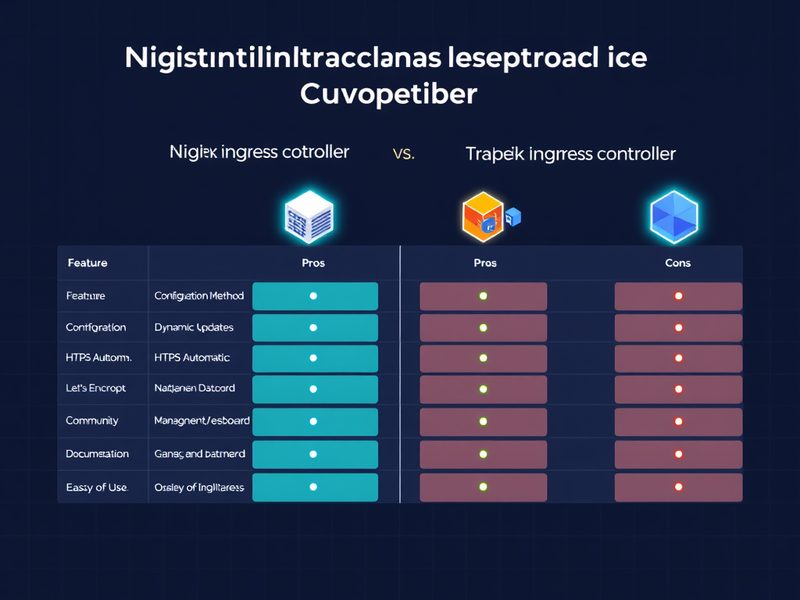 Nginx Ingress Controller와 Traefik Ingress Controller의 주요 기능 및 장단점을 비교하는 표