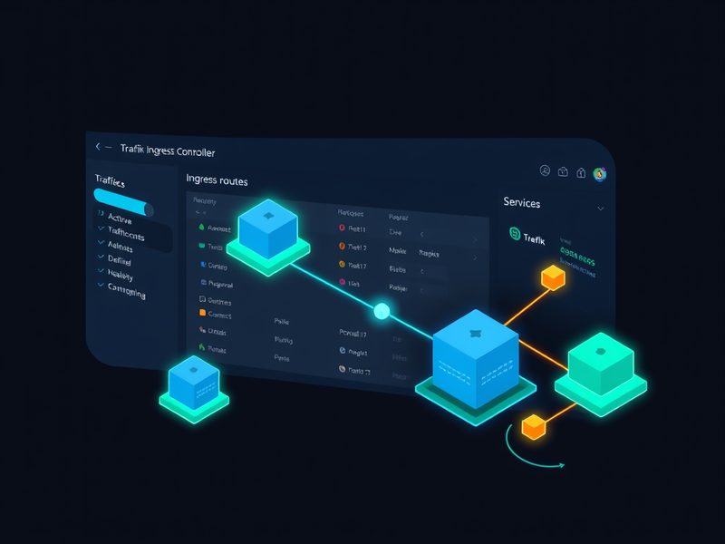 Traefik Ingress Controller 웹 대시보드에서 서비스 목록과 라우팅 규칙을 보여주는 화면
