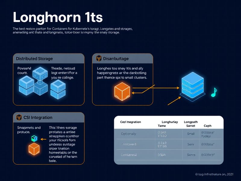 Longhorn 주요 특징, 장단점 및 다른 쿠버네티스 스토리지 솔루션 비교 인포그래픽