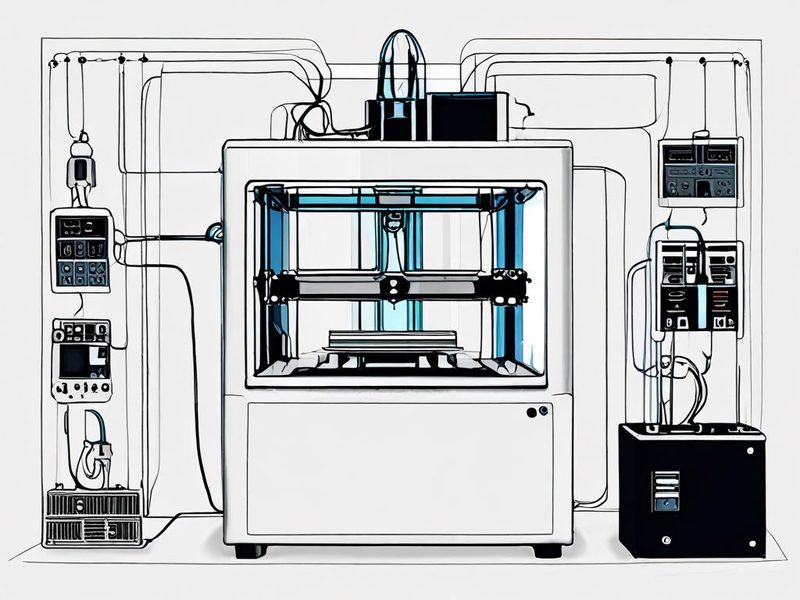 Bambu Lab AMS와 3D 프린터가 연결된 멀티 컬러 3D 프린팅 시스템 개요도