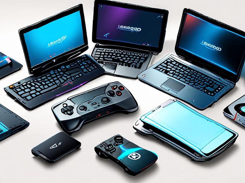 ROG Ally, 스팀덱, 리전고 세 가지 휴대용 게임 PC가 나란히 놓여있고 각 기기의 특징이 아이콘으로 표시된 모습