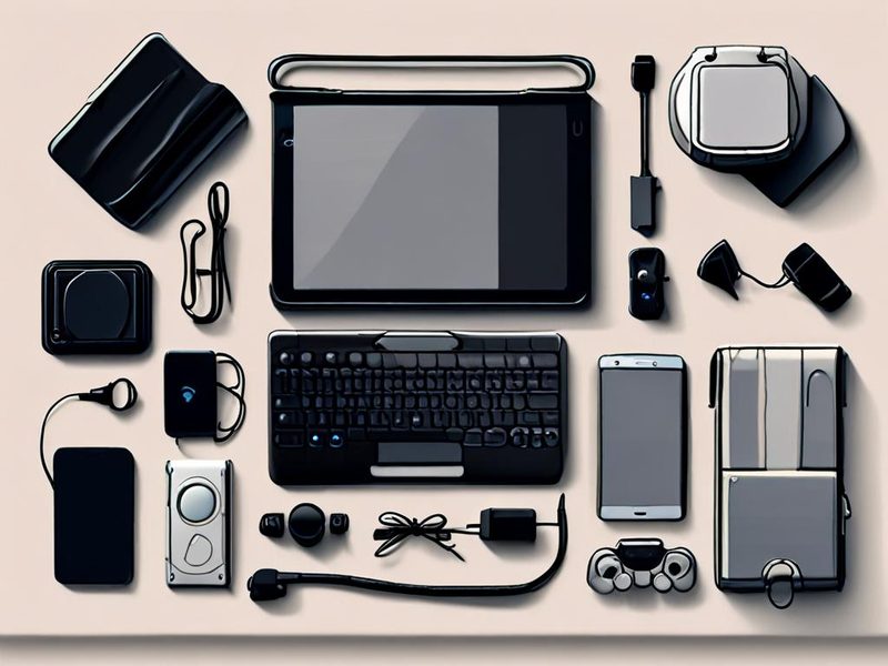 다양한 UMPC 액세서리들과 함께 UMPC가 놓여있으며, 'Gaming On The Go'라는 메시지가 강조된 모습